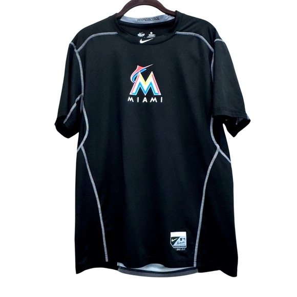 NIKE MIAMI MARLINS PRO COMBAT DRI-FIT AUTHENTIC COLLECTION FITTED SHORT SLEEVE T - Picture 3 of 10